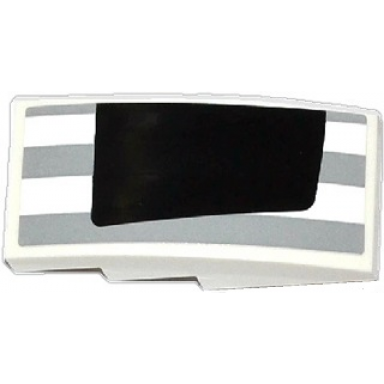white slope curved 4 x 2 with light bluish gray stripes and half black rear window pattern model left side sticker - set 75912