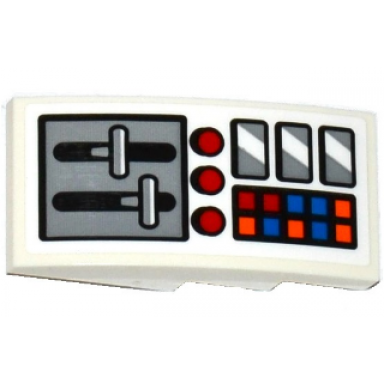 white slope curved 4 x 2 with airplane control panel pattern sticker - set 60104
