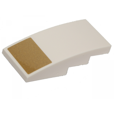 white slope curved 4 x 2 with gold rectangle pattern sticker - set 70838