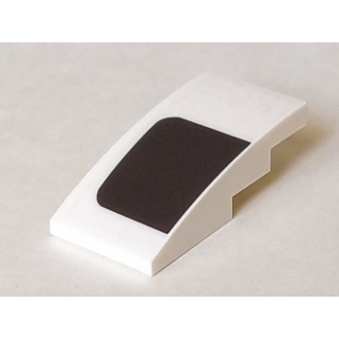 white slope curved 4 x 2 with black rectangle curved outer edges pattern model left side sticker - set 75895