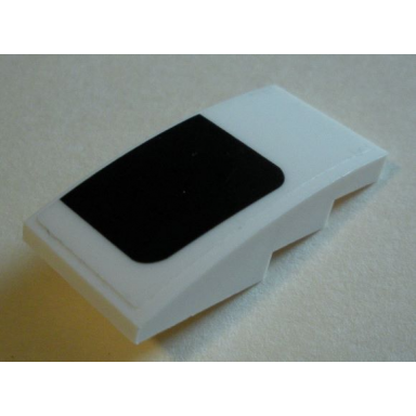 white slope curved 4 x 2 with black rectangle curved outer edges pattern model right side sticker - set 75895