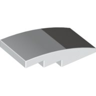 white slope curved 4 x 2 with light bluish gray rectangle pattern