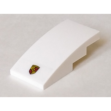white slope curved 4 x 2 with porsche logo on white background pattern sticker - set 75895