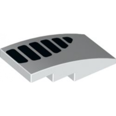 white slope curved 4 x 2 with black air vent grille pattern model left side