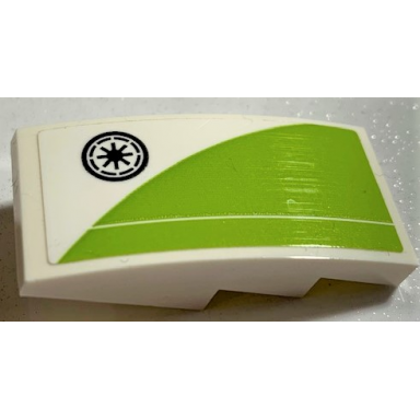 white slope curved 4 x 2 with sw republic logo and lime curve pattern model right side sticker - set 75191