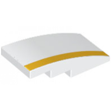 white slope curved 4 x 2 with bright light orange stripe on edge pattern model right side