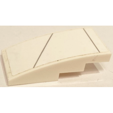 white slope curved 4 x 2 with 2 light bluish gray thin lines pattern model left side sticker - set 75175