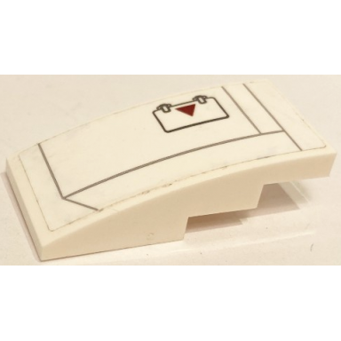 white slope curved 4 x 2 with light bluish gray lines and hatch with dark red triangle pattern model right side sticker - set 75175