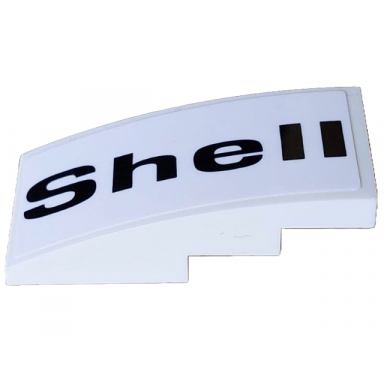 white slope curved 4 x 2 with black shell pattern model left side sticker - set 10330