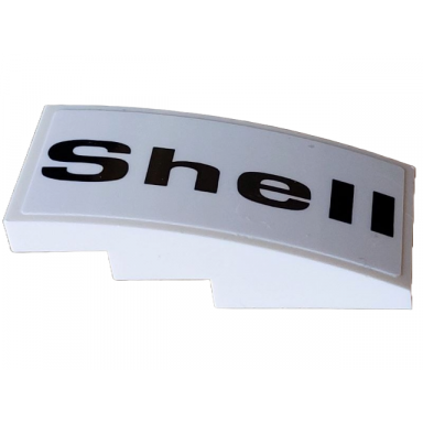 white slope curved 4 x 2 with black shell pattern model right side sticker - set 10330