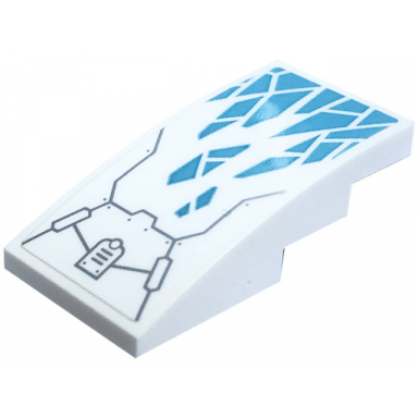 white slope curved 4 x 2 with medium azure ice silver rivets and hull plate outlines pattern sticker - set 71791