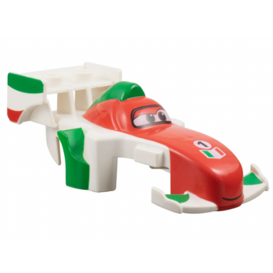 white duplo car body formula one with cars francesco pattern