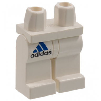 hips and legs with black and blue adidas logo pattern