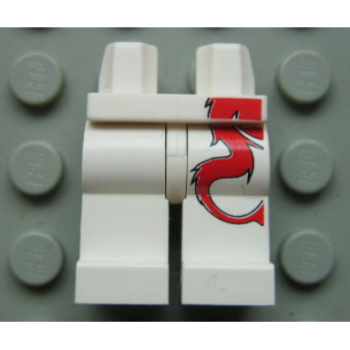 hips and legs with red dragon tail pattern