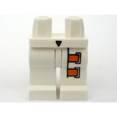 hips and legs with black triangle and 2 orange buckles on left leg pattern