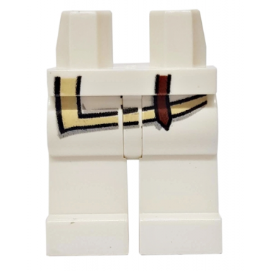 white hips and legs with tan shirt edge and brown strap pattern