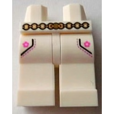 white hips and legs with pockets belt and dark pink flowers pattern