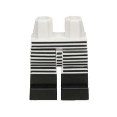 white hips and legs with black narrow stripes and black boots on front and sides pattern