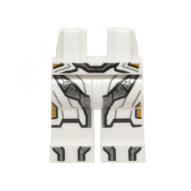 white hips and legs with iron man black gray and silver knee plates boots and belt pattern