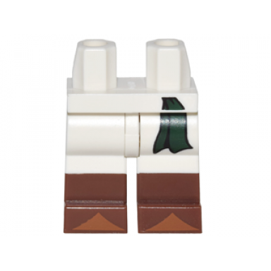 white hips and legs with dark green belt tie and reddish brown boots with dark orange tips pattern