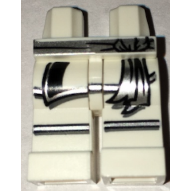 white hips and legs with silver sash tunic tail silver and black knee belts pattern