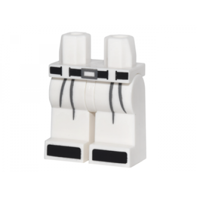 white hips and legs with black belt and boot tips dark bluish gray pleats and belt buckle pattern
