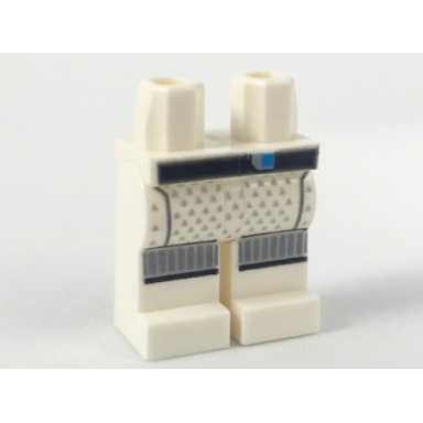 white hips and legs with black belt gray triangle dots silver vertical lines on knees pattern