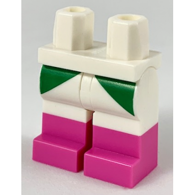 white hips and legs with dark pink boots green triangles pattern