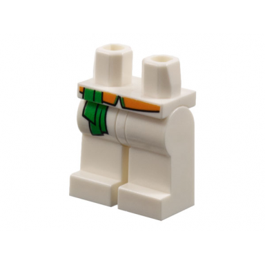 white hips and legs with green sash and orange belt pattern