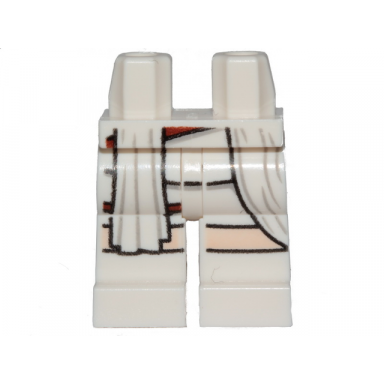 white hips and legs with flowing robe and dark red strap pattern