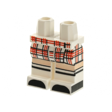 white hips and legs with plaid skirt light nougat knees black shoes and sock stripes pattern