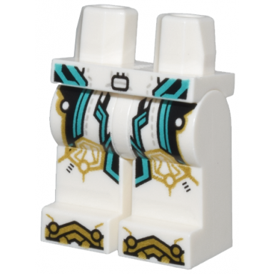 white hips and legs with armor dark turquoise and black trim and gold knee pads and boot tips pattern