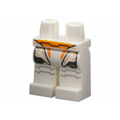 white hips and legs with orange belt and trim armor plates with black outlines and light bluish gray panel lines pattern