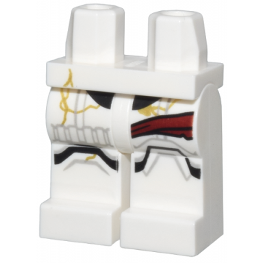 white hips and legs with sw stormtrooper black and light bluish gray markings dark red strap and gold cracks pattern