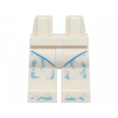 white hips and legs with super hero costume with medium blue leotard outline and bright light blue spots pattern
