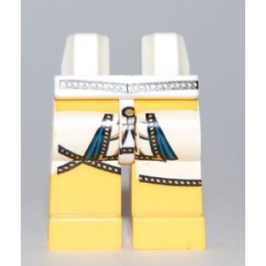 white hips and yellow legs with gold cord trimmed pharaohs tunic pattern
