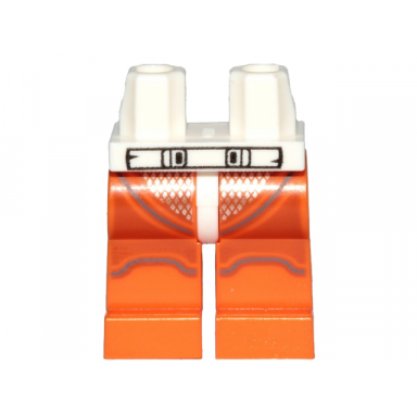 white hips and orange legs with black outlined belt and dark bluish gray stripes pattern