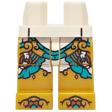 white hips and pearl gold legs with dark turquoise medium nougat and white robe ends rings and shoe tips pattern