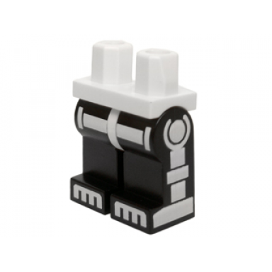 white hips and black legs with white minifigure skeleton pattern on front and sides