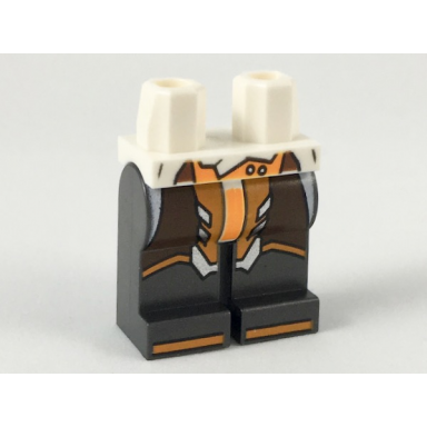 white hips and pearl dark gray legs with dark brown and orange panels orange stripes on knees and toes pattern