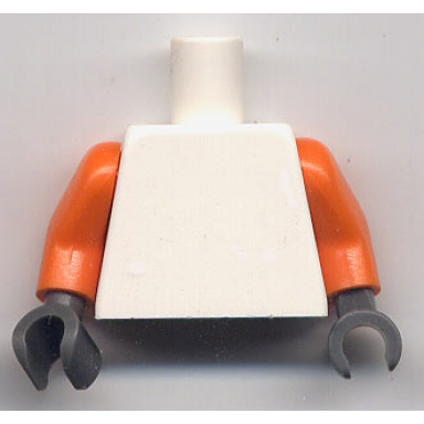 white torso plain orange arms dark bluish gray hands