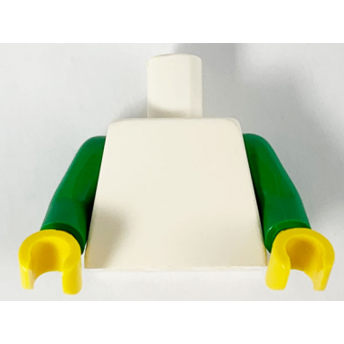 white torso plain green arms yellow hands