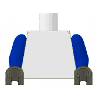 white torso plain blue arms dark gray hands