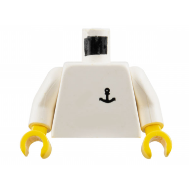 white torso black anchor logo pattern white arms yellow hands