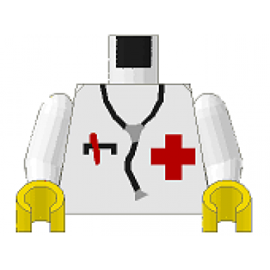 white torso hospital red cross shirt and stethoscope pattern white arms yellow hands
