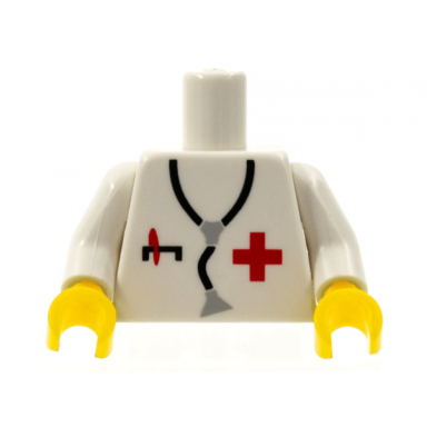 white torso hospital red cross shirt and stethoscope pattern inside with ribs reissue white arms yellow hands