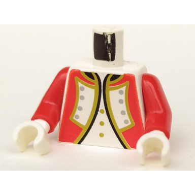 white torso imperial governor admiral red uniform jacket with black and gold trim and silver buttons over shirt with buttons pattern red arms white hands