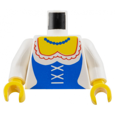 white torso castle crusaders blue corset and necklace pattern maiden white arms yellow hands