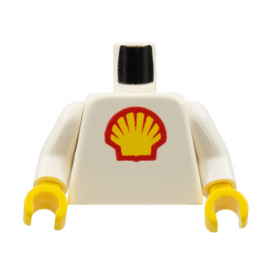 white torso shell logo large pattern white arms yellow hands