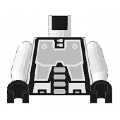 white torso space robot pattern exploriens white arms black hands